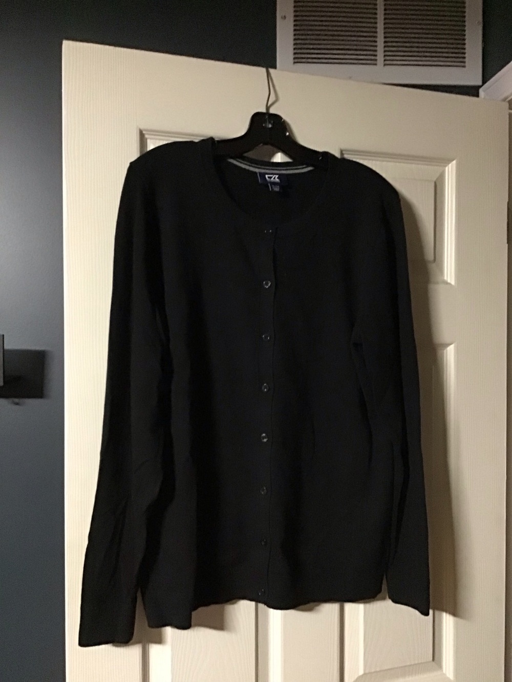 CUTTER & Buck Cardigan Lakemont Black L/S Button Front Cotton Blend Sz XL